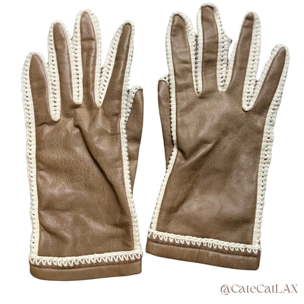 Vintage Vegan Leather & Lace Gloves